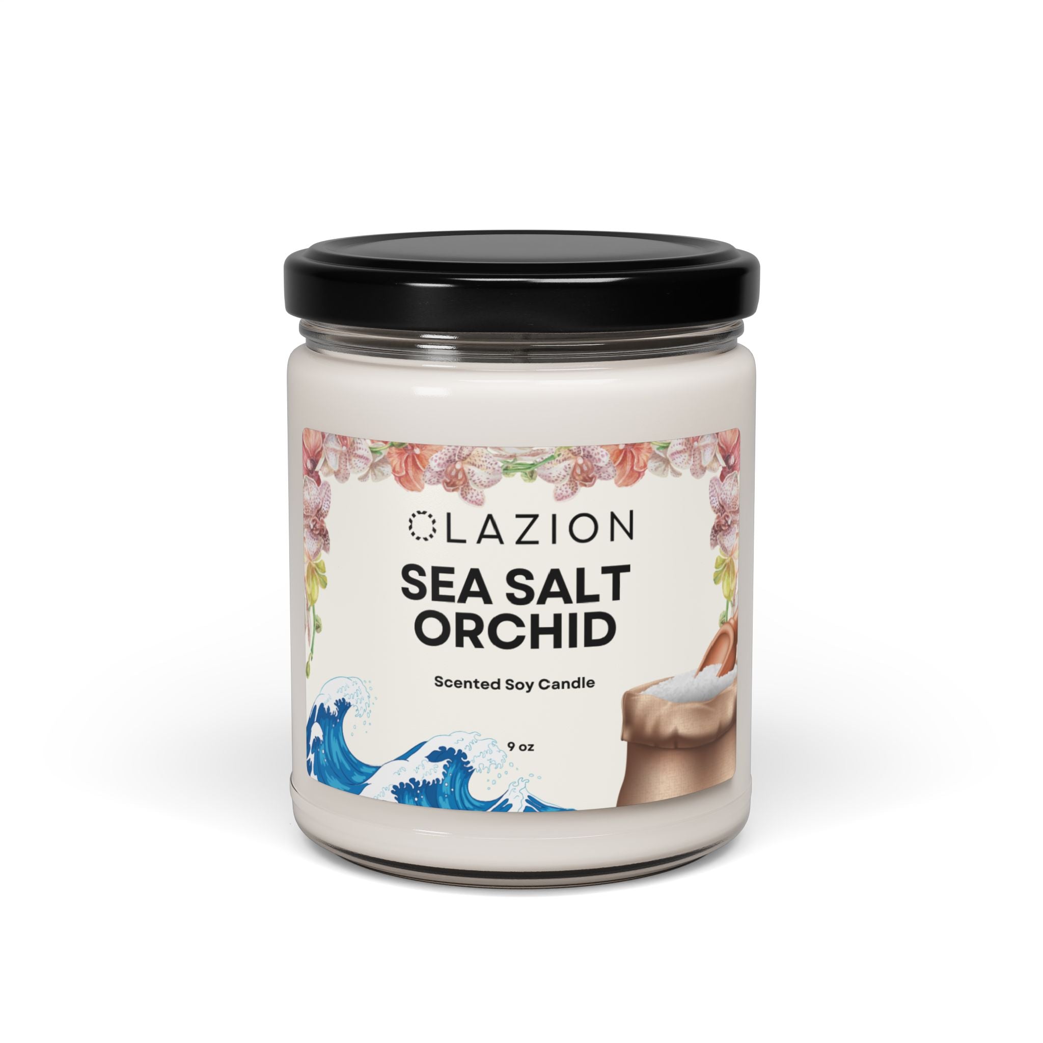 Sea Salt + Orchid Scented Soy Candle, 9oz