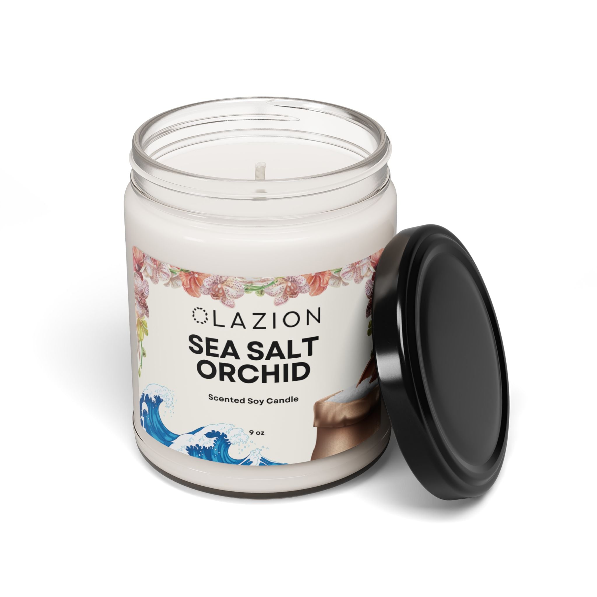 Sea Salt + Orchid Scented Soy Candle, 9oz