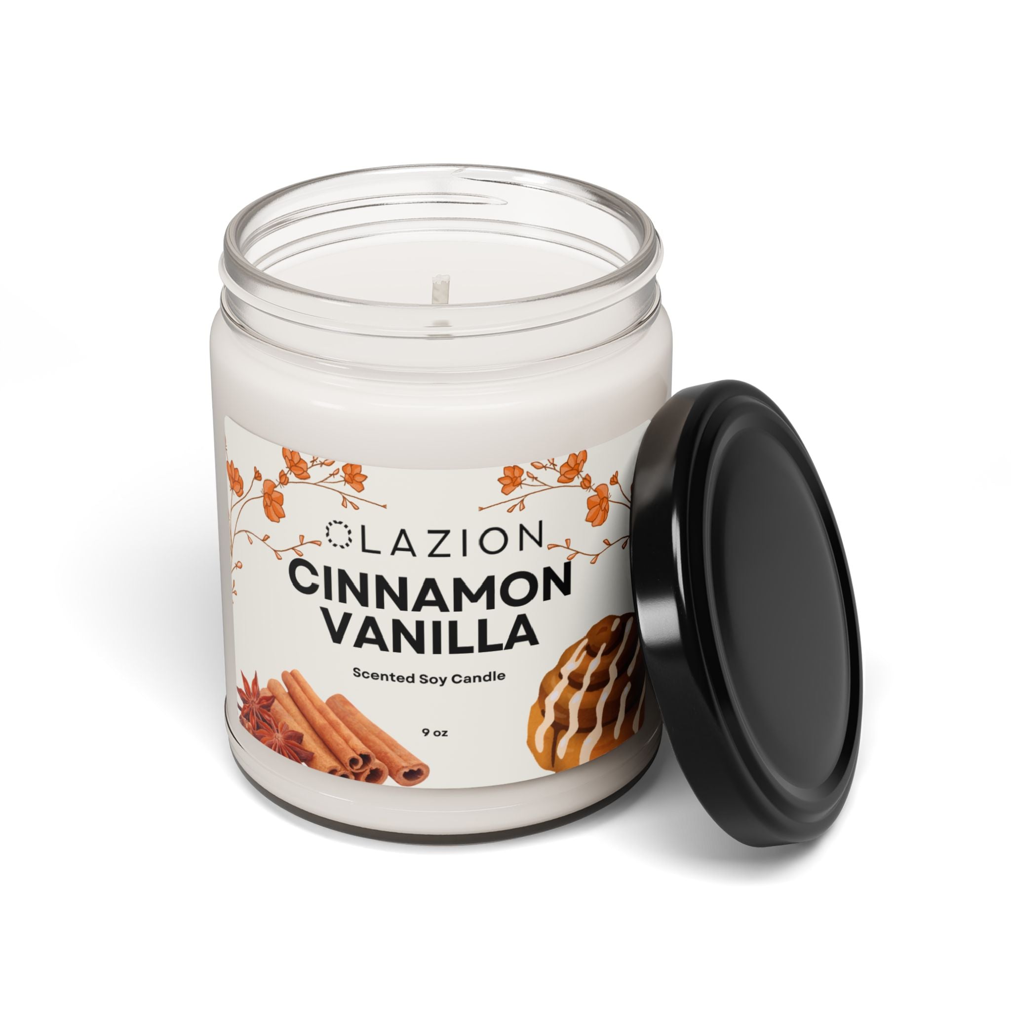 Cinnamon Vanilla Scented Soy Candle, 9oz