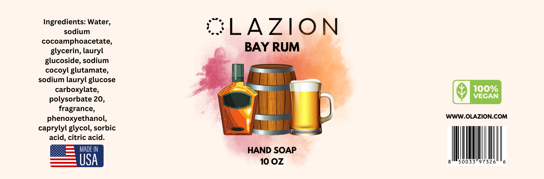 Bay Rum Vegan Foaming Hand Soap