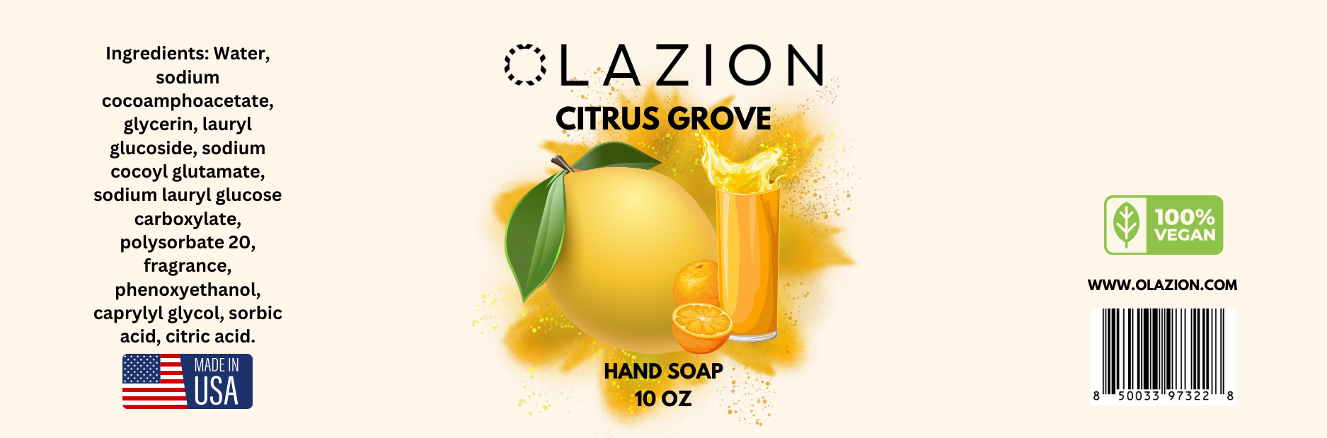 Citrus Grove Vegan Foaming Hand Soap