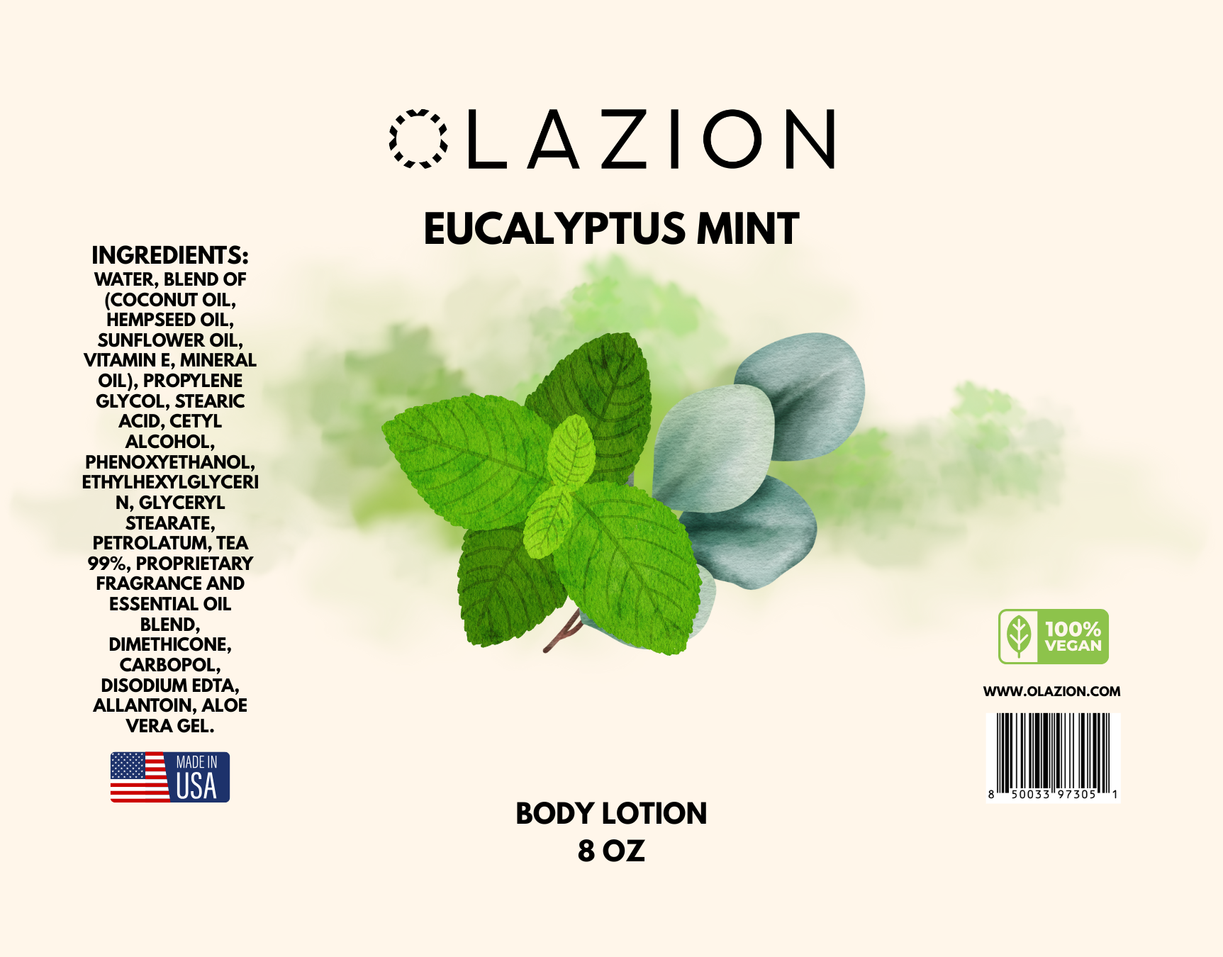 Eucalyptus Mint Natural Lightly Scented Body Lotion