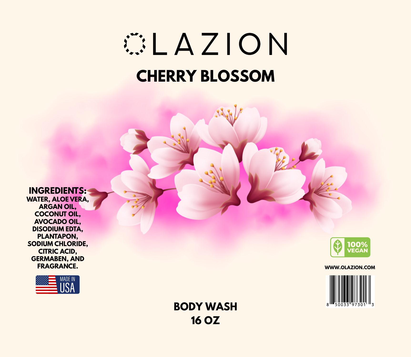 Japanese Cherry Blossom Vegan Moisturizing Hair and Body Wash