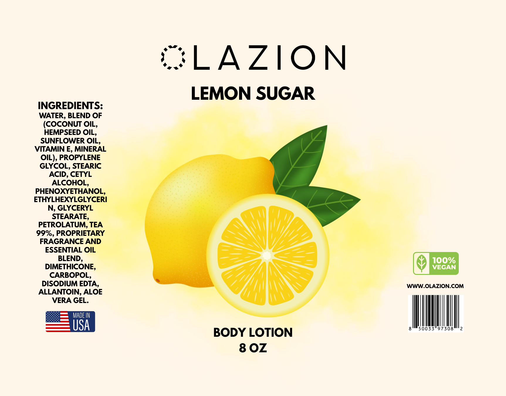 Lemon Sugar Natural Lightly Scented Body Lotion