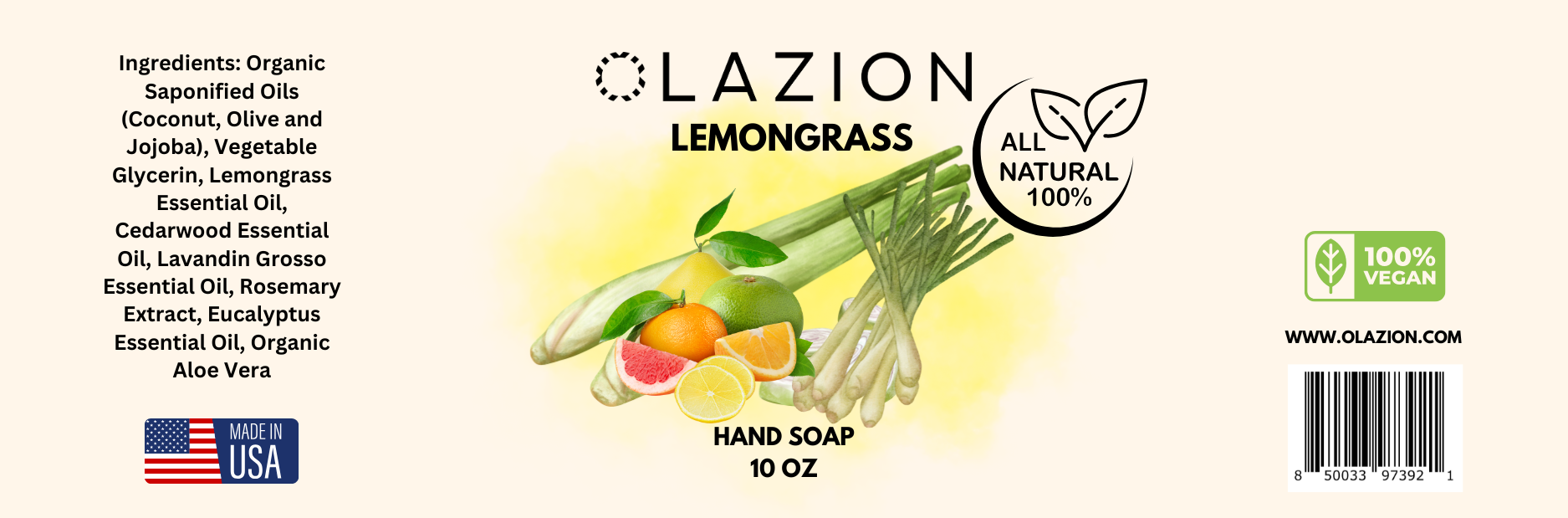 Lemongrass All Natural Hand Soap