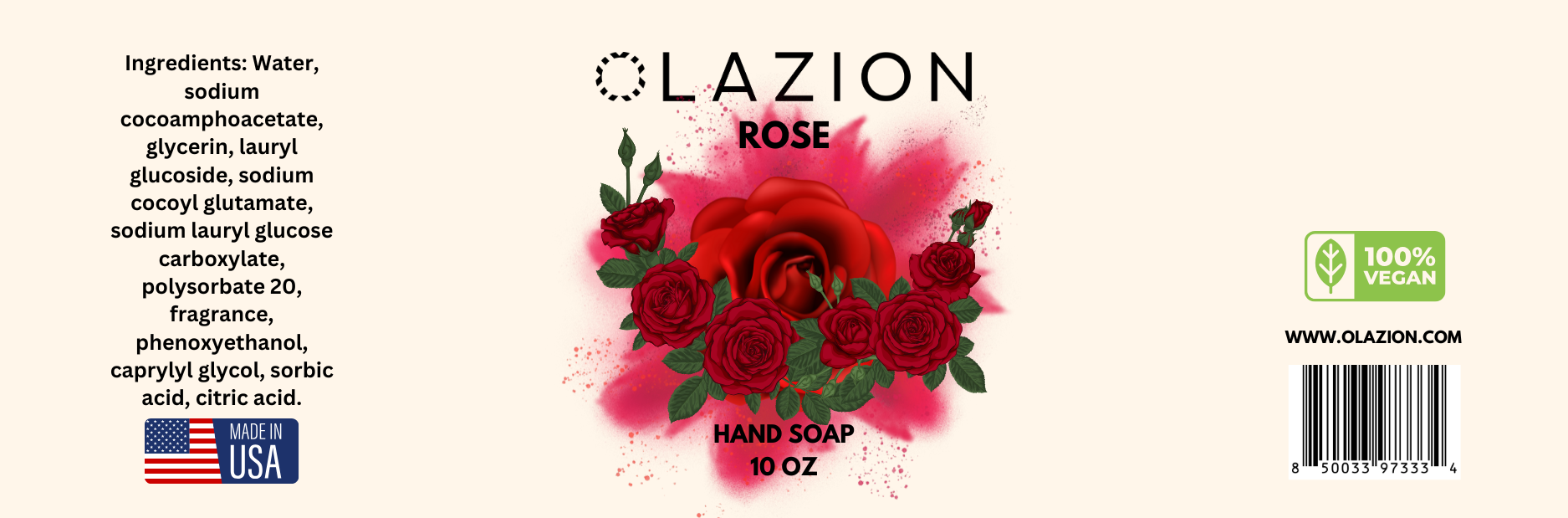 Rose Vegan Foaming Hand Soap