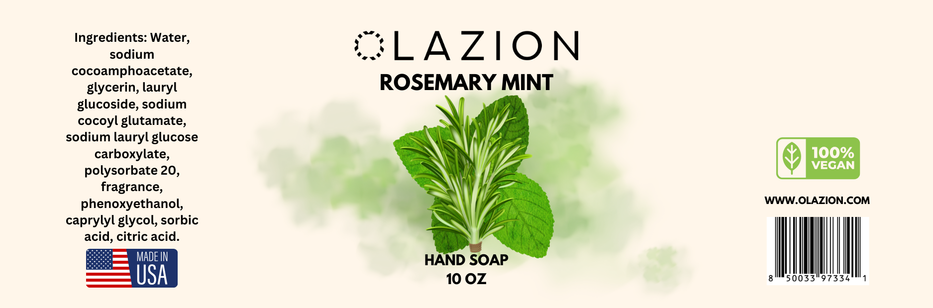 Rosemary Mint Vegan Foaming Hand Soap