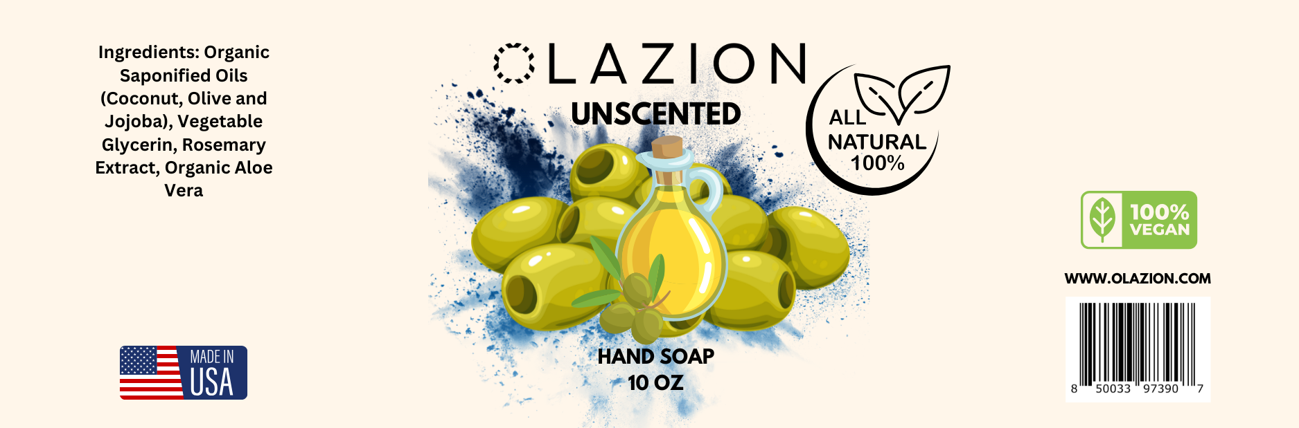 Unscented All Natural Foaming Hand Soap