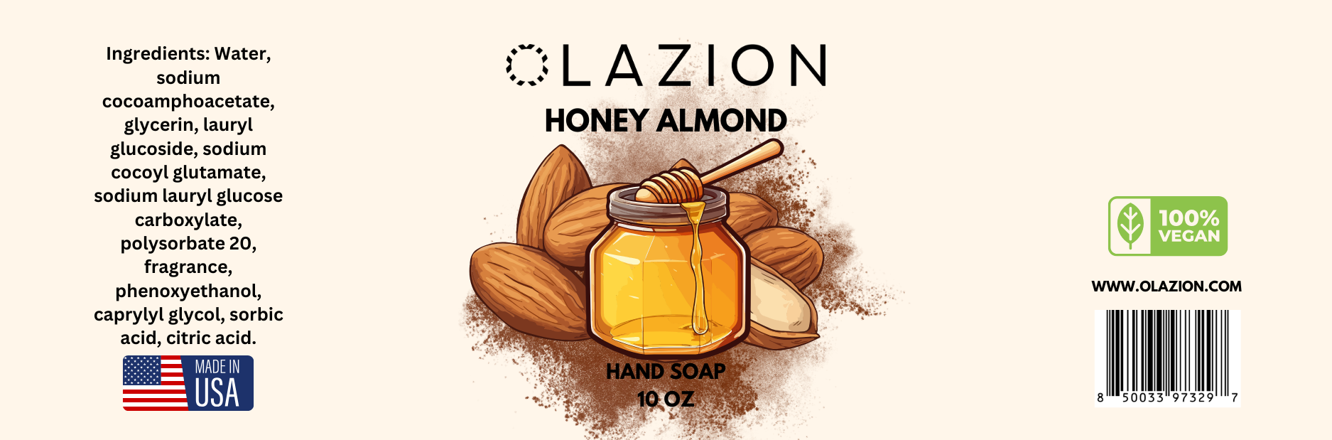 Honey Almond Vegan Foaming Hand Soap